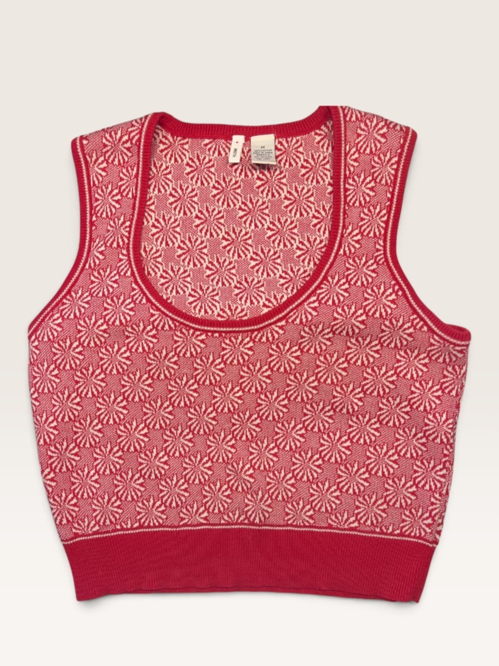 Moth by Anthropologie Knit Vest | Red & White Pattern | Size M